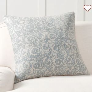 PB Anna Printed Pillow Cover, 24x24” Slate Blue and Cream